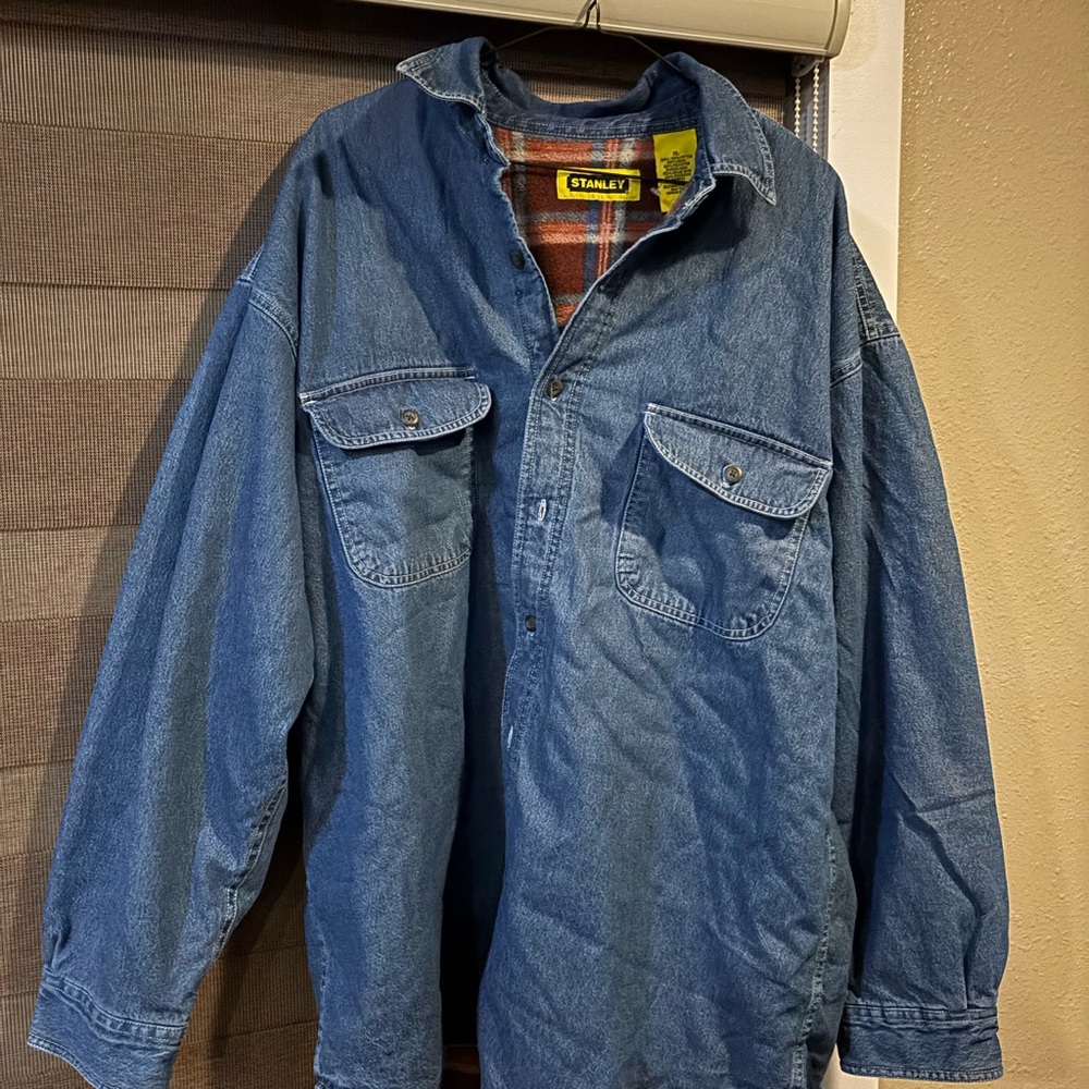 Stanley Blanket Lined Men’s Denim Shirt Button Up Jacket Size XL